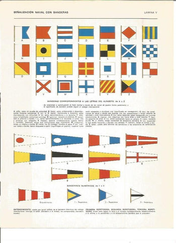 LAMINA V00602: Señalizacion naval con banderas