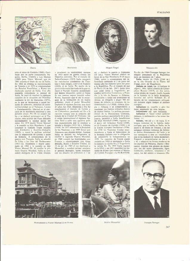 LAMINA V00568: Dante, Miguel Angel, Maquiavelo y B.Mussolini