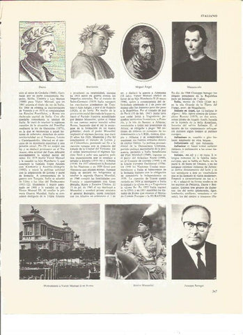 LAMINA V00568: Dante, Miguel Angel, Maquiavelo y B.Mussolini