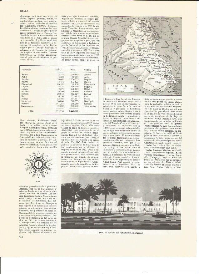 LAMINA V00559: Escudo, mapa y vistas de Irak