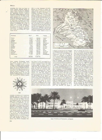 LAMINA V00559: Escudo, mapa y vistas de Irak