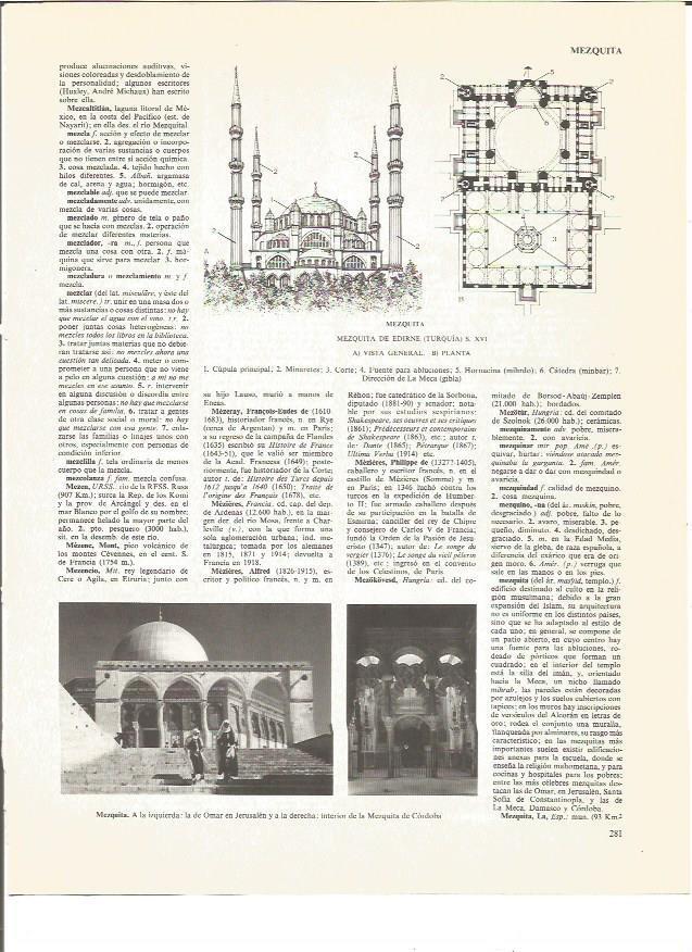 LAMINA V00463: Vista Mezquita de Omar y planta de la Mezquita de Edirne