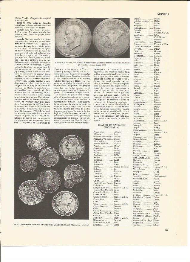 LAMINA V00472: Anverso y reverso dolar Eisenhower y monedas Carlos III