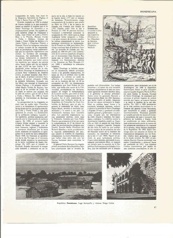 LAMINA V00784: Lago Buriquillo y Alcazar Diego Colon en Republica Dominicana