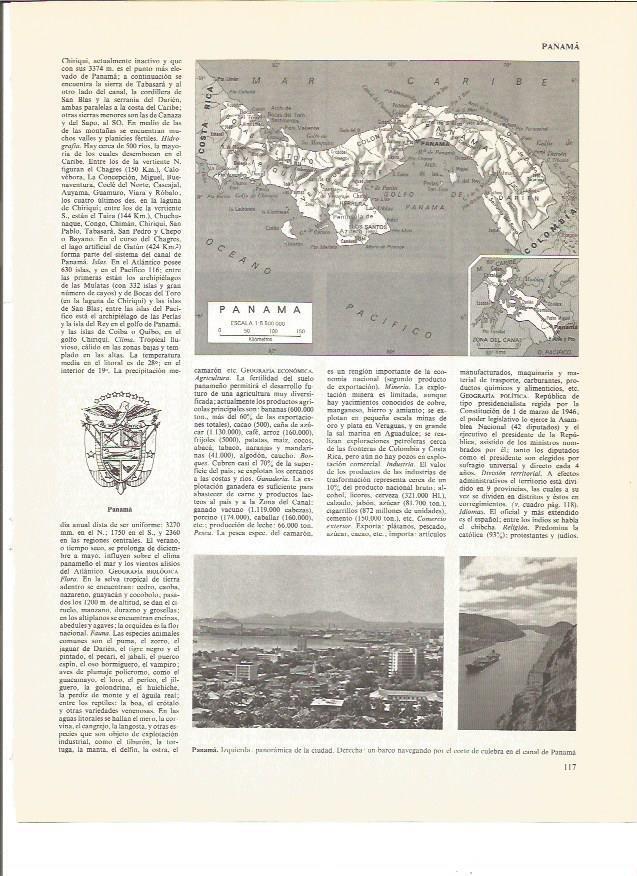 LAMINA V00699: Mapa, escudo y panoramica de Panama
