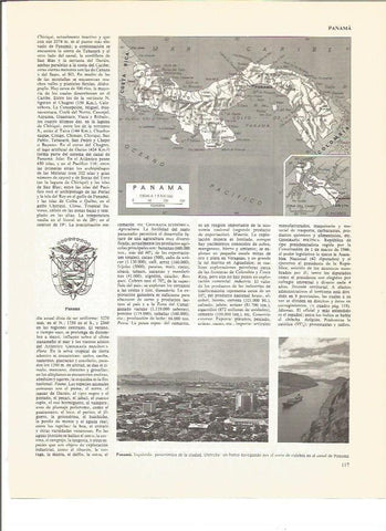 LAMINA V00699: Mapa, escudo y panoramica de Panama