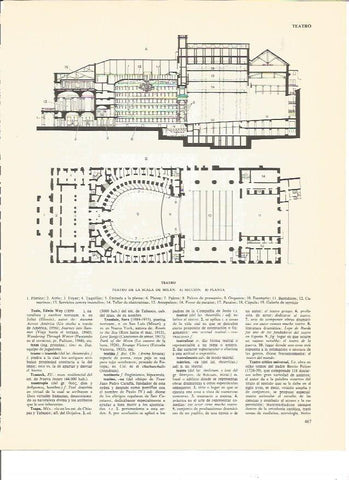 LAMINA V00665: Planta del teatro La Scala en Milan