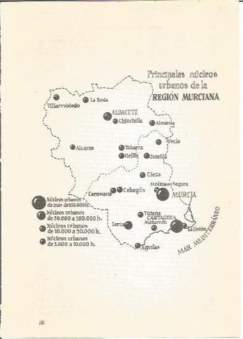 LAMINA V01195: Mapa principales nucleos urbanos de la Region de Murcia