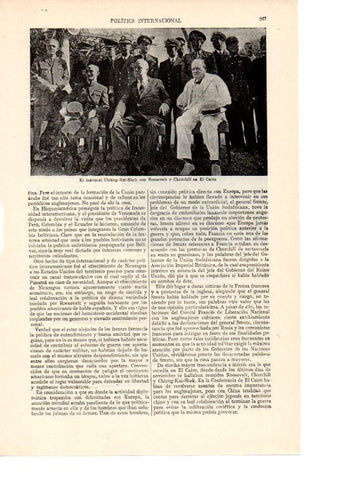 LAMINA ESPASA 38588: El mariscal Chiang-Kai-Shek con Roosevelt y Churchill en El Cairo