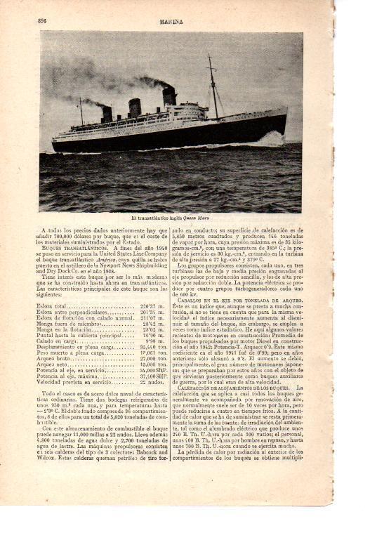 LAMINA ESPASA 38580: El transatlantico ingles Queen Mary