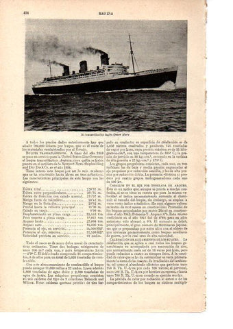 LAMINA ESPASA 38580: El transatlantico ingles Queen Mary