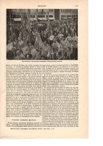 LAMINA ESPASA 38607: Procesion eucaristica en Buenos Aires, Argentina