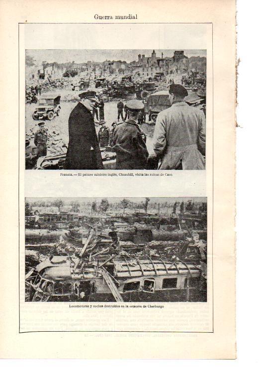 LAMINA ESPASA 38565: Churchill visita las ruinas de Caen, Francia