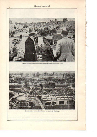 LAMINA ESPASA 38565: Churchill visita las ruinas de Caen, Francia
