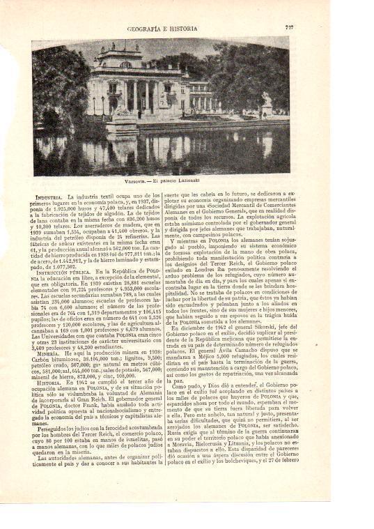 LAMINA ESPASA 38524: El palacio Lazienski en Varsovia, Polonia