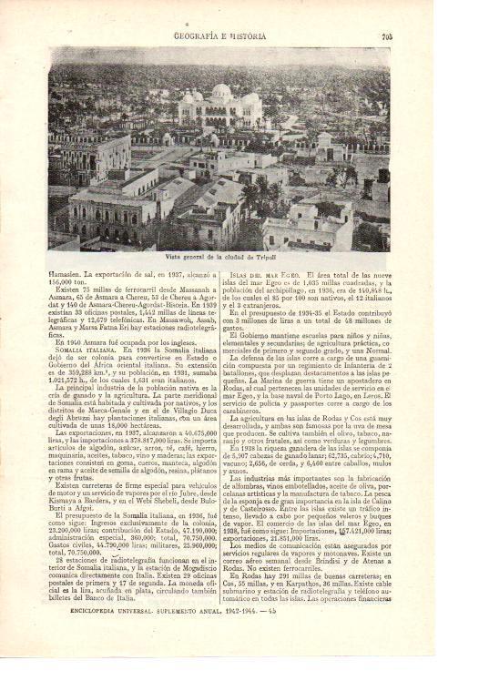 LAMINA ESPASA 38522: Vista general de Tripoli, Libia