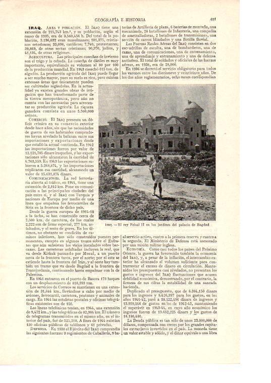 LAMINA ESPASA 38516:  El rey Feisal II de Irak en el Palacio de Bagdad