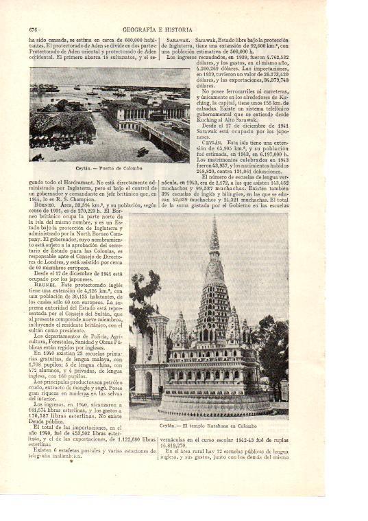 LAMINA ESPASA 38512: Templo Kathahona en Colombo, Sri Lanka