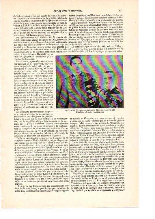LAMINA ESPASA 38503: El regente almirante Horthy de Hungria
