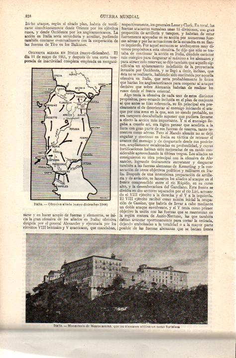 LAMINA ESPASA 38562: Mapa de la ofensiva aliada a Italia en 1944
