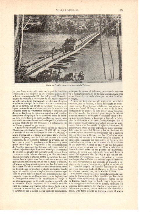 LAMINA ESPASA 38560: Ponton sobre el rio Volturno, Italia
