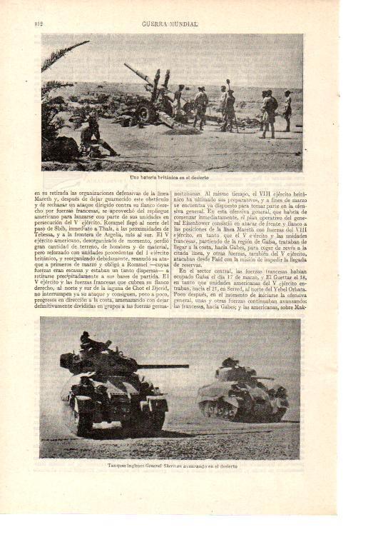 LAMINA ESPASA 38555: Tanques ingleses en el desierto durante la Segunda Guerra Mundial
