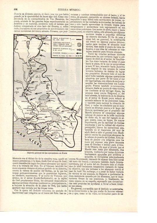 LAMINA ESPASA 38552: Mapa de las operaciones de Rusia en 1943