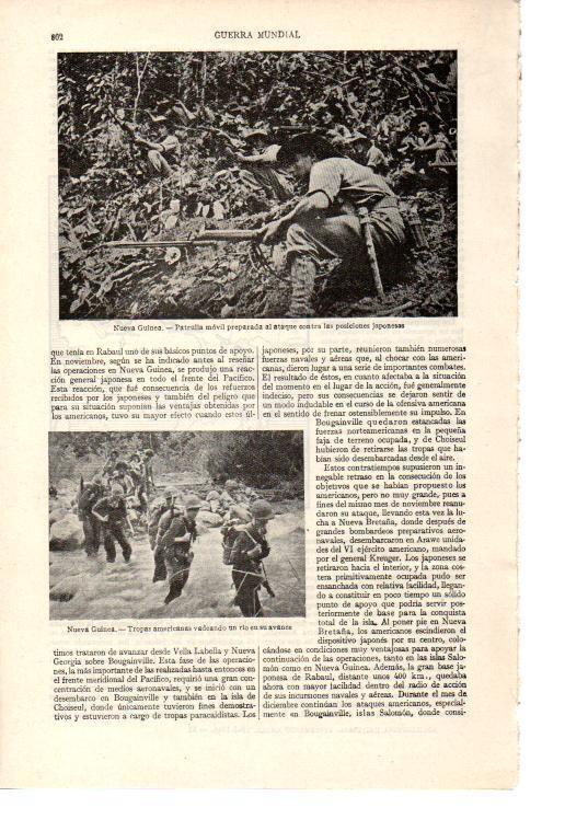 LAMINA ESPASA 38550: Tropas de Japon y de Estados Unidos en Nueva Guinea durante la Segunda Guerra Mundial