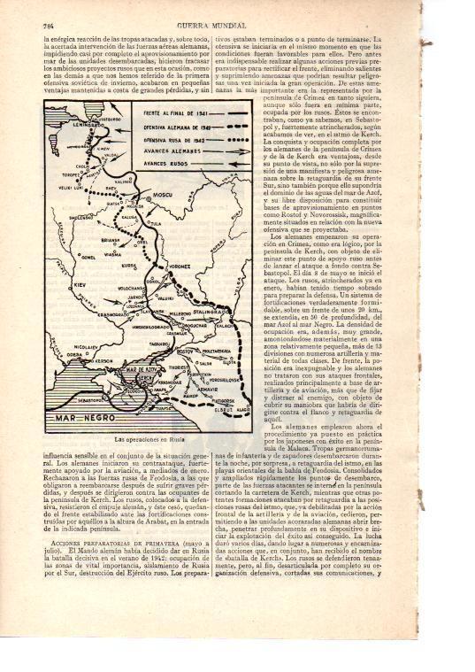 LAMINA ESPASA 38542: Mapa de las operaciones en Rusia en la Segunda Guerra Mundial