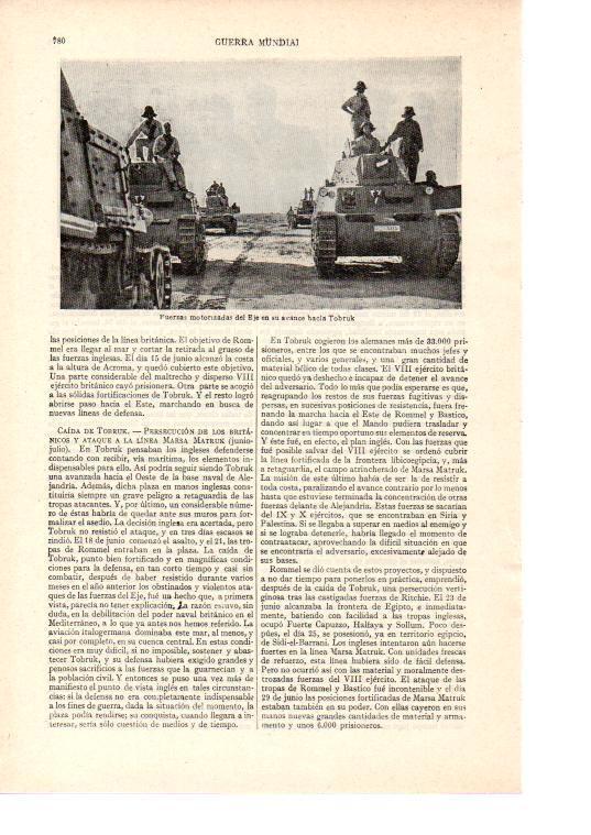 LAMINA ESPASA 38540: Fuerza del Eje hacia Tobruk en la Segunda Guerra Mundial