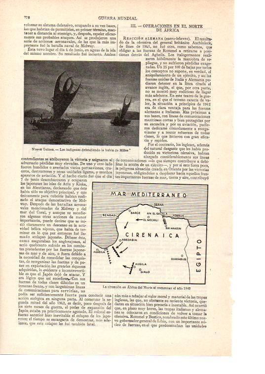 LAMINA ESPASA 38539: Mapa de la situacion del norte de Africa en 1942