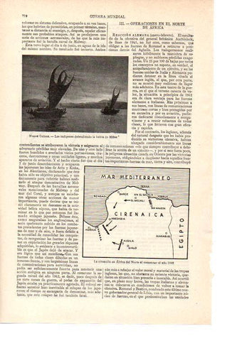 LAMINA ESPASA 38539: Mapa de la situacion del norte de Africa en 1942