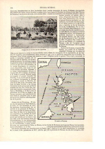 LAMINA ESPASA 38537: Mapa del asalto a Filipinas en 1941