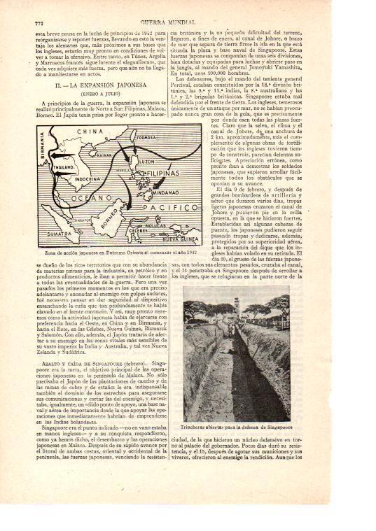 LAMINA ESPASA 38536: Mapa militar de Extremo Oriente en 1942