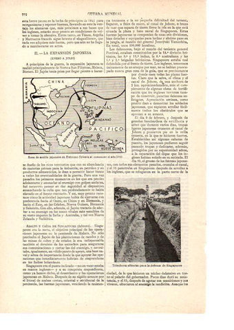 LAMINA ESPASA 38536: Mapa militar de Extremo Oriente en 1942