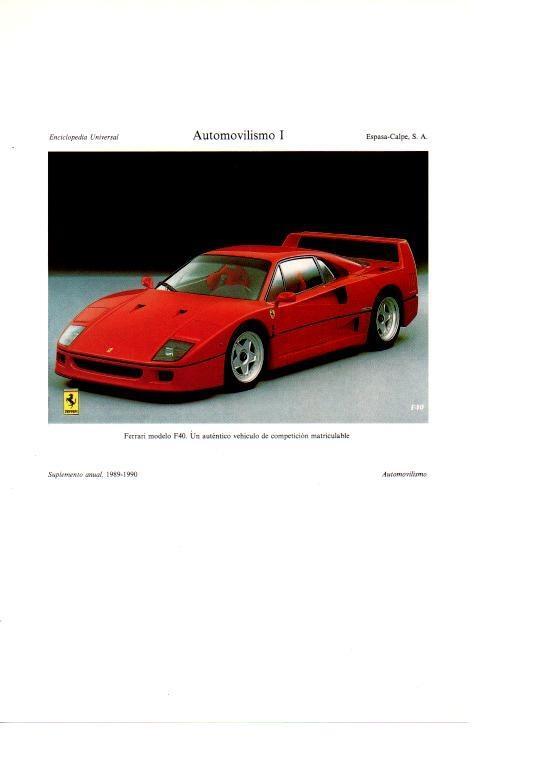 LAMINA ESPASA 38634: Ferrari modelo F40