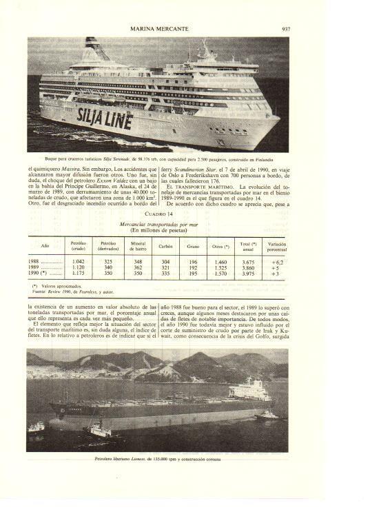 LAMINA ESPASA 38731: Buque crucero Silja Serenade y petrolero Lioness de Liberia