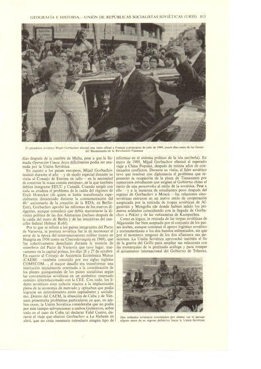 LAMINA ESPASA 38724: Mijail Gorbachov en visita a Francia en 1989