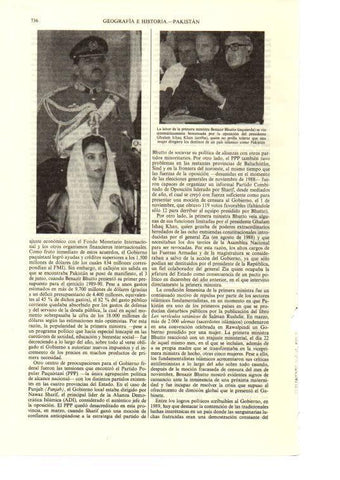 LAMINA ESPASA 38716: Benazir Bhutto, ministra de Pakistan
