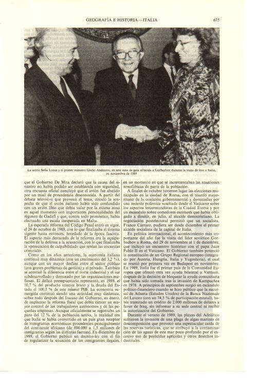 LAMINA ESPASA 38708: Sofia Loren y Giulio Andreotti en una cena de gala en 1989