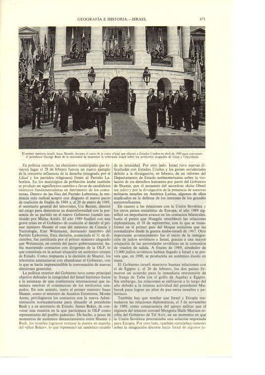 LAMINA ESPASA 38706: Isaac Shamir en visita oficial a Estados Unidos en 1989