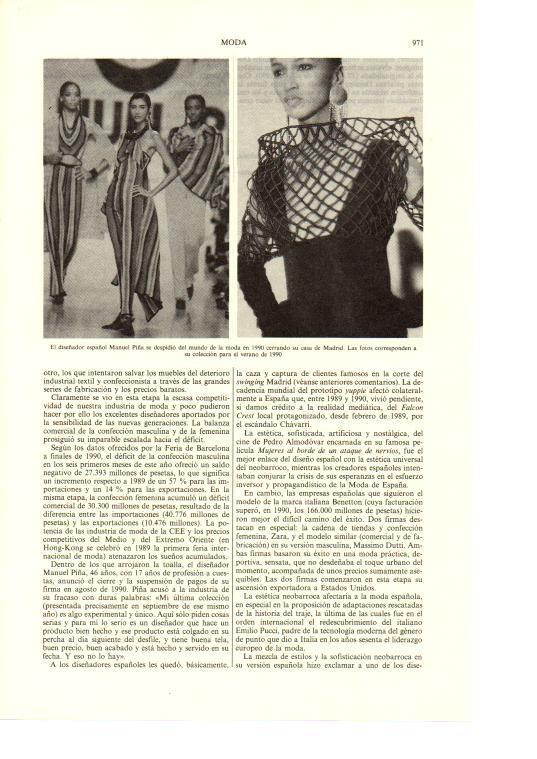 LAMINA ESPASA 38734: Diseños de Manuel Piña de la coleccion verano 1990