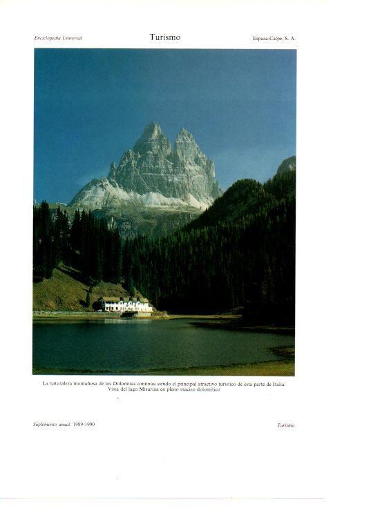 LAMINA ESPASA 38758: Lago Misurina en los Alpes Dolomitas