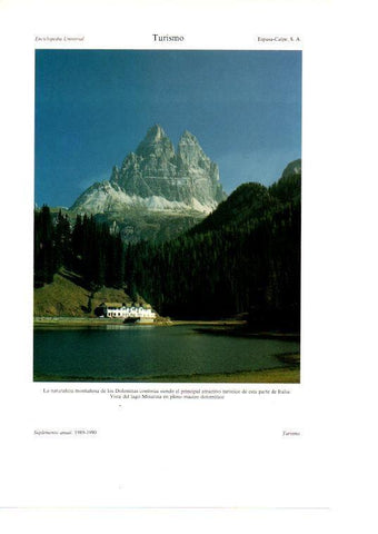 LAMINA ESPASA 38758: Lago Misurina en los Alpes Dolomitas