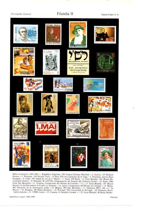 LAMINA ESPASA 38664: Sellos del mundo emitidos en 1989-1990