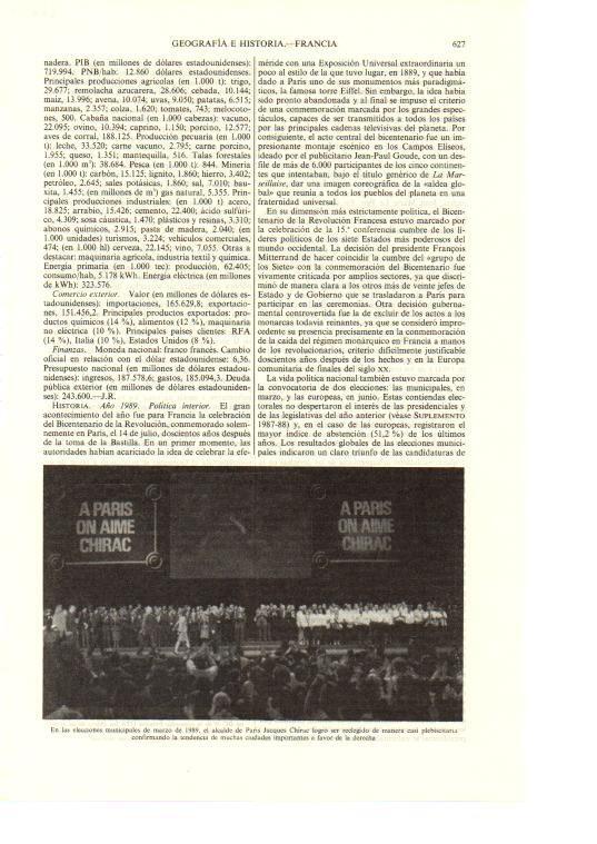 LAMINA ESPASA 38694: Victoria electoral de Jacques Chirac en 1989