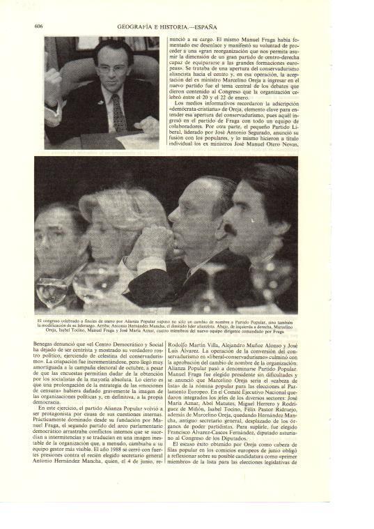 LAMINA ESPASA 38690: Manuel Fraga y Jose Maria Aznar en el Congreso de Alianza Popular