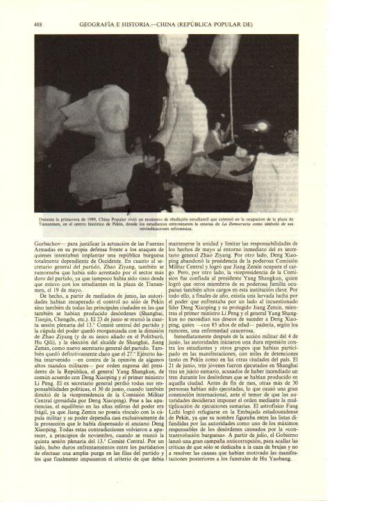 LAMINA ESPASA 38678: Ocupacion de la plaza de Tiananmen en 1989