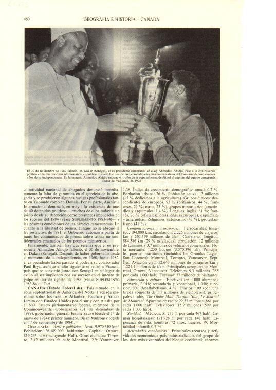 LAMINA ESPASA 38673: El presidente El Hadj Ahmadou Ahidjo de Senegal