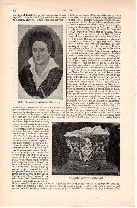 LAMINA ESPASA 38245: Retrato y monumento a Shelley